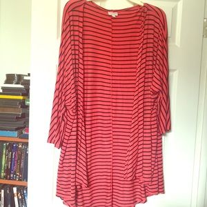 LuLaRoe cover up! Coral color with black strips
